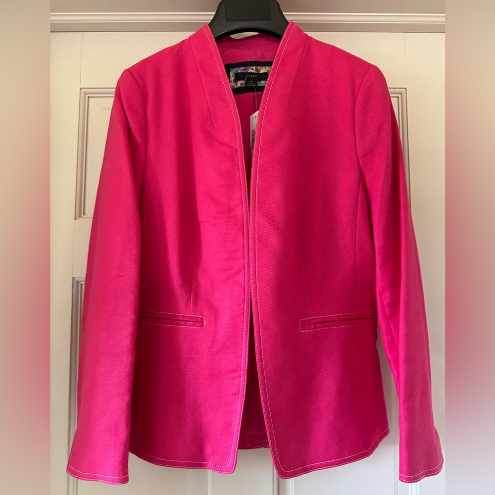 J. Crew Vibrant Pink Linen blend Blazer